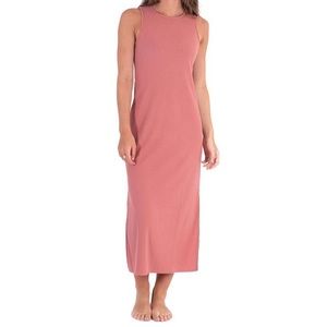 Hurley side slit long dress, ribbed pink size L